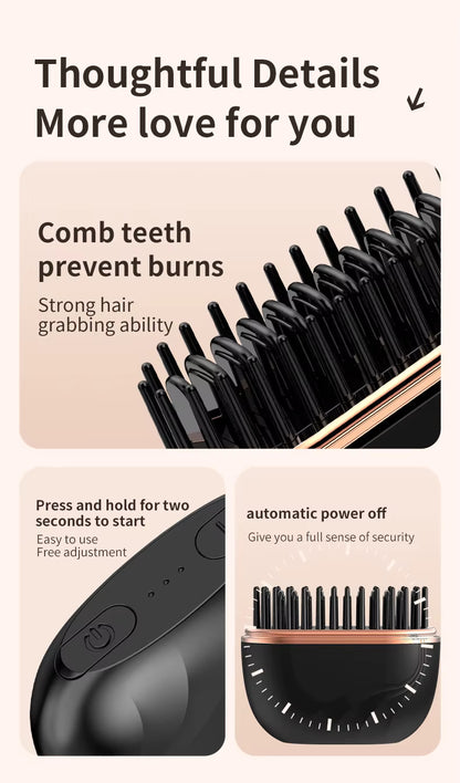 Mini Cordless Hair Straightener Brush