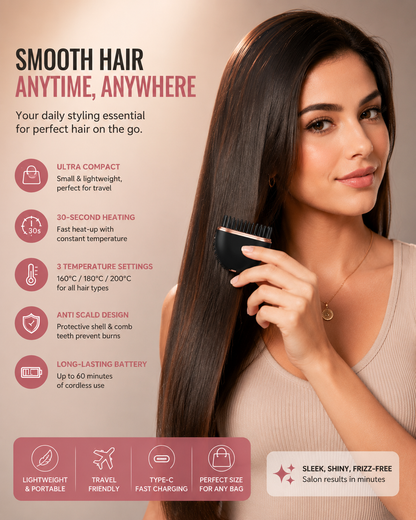 Mini Cordless Hair Straightener Brush